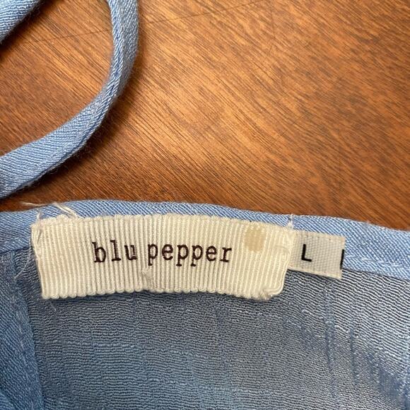 Blu Pepper Light Weight Long Sleeve Baby Blue Embroidered Shirt Blouse Large - Picture 5 of 6